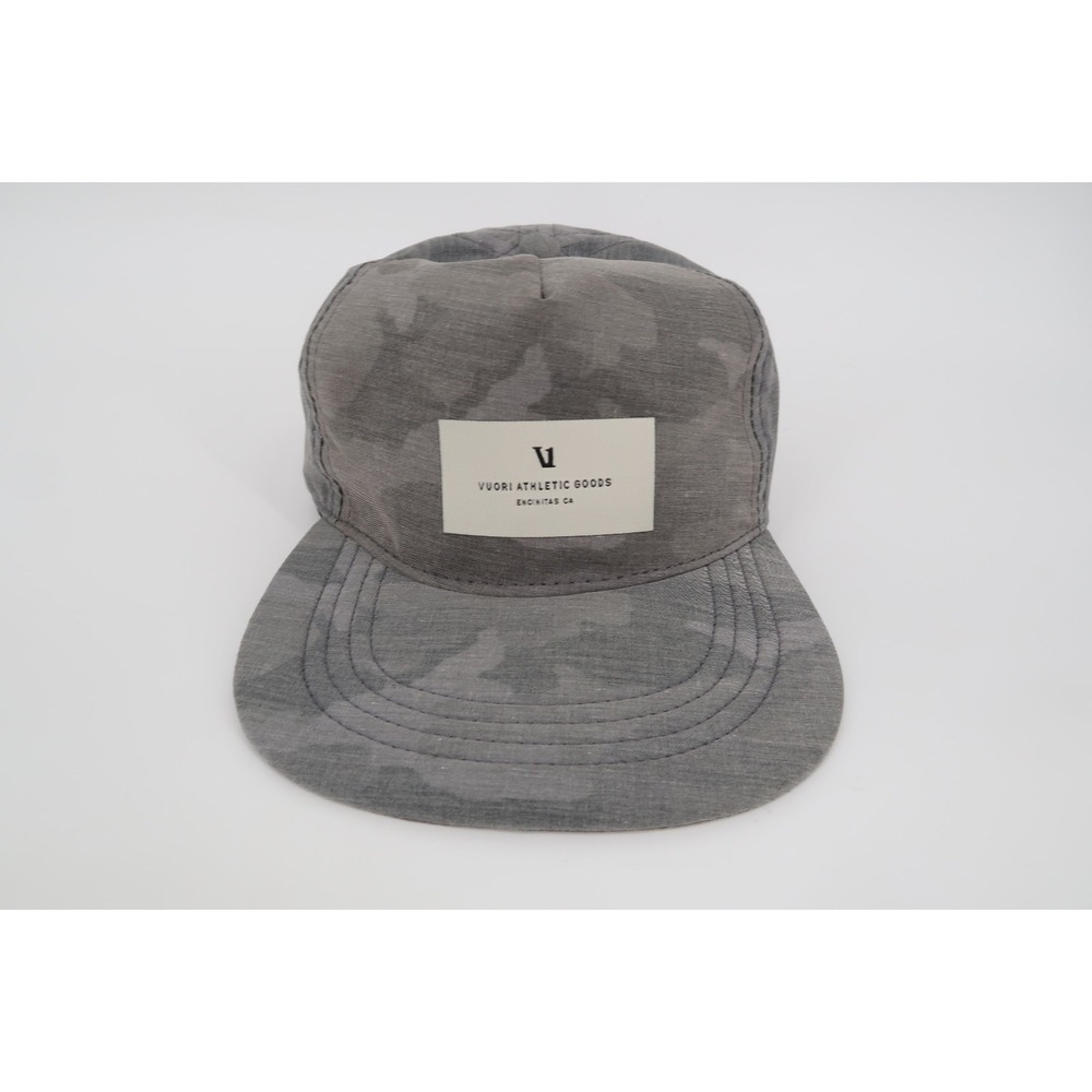 Vuori Mens Hat Gray Camo Strapback Cap Running Packable Lightweight Unstructured